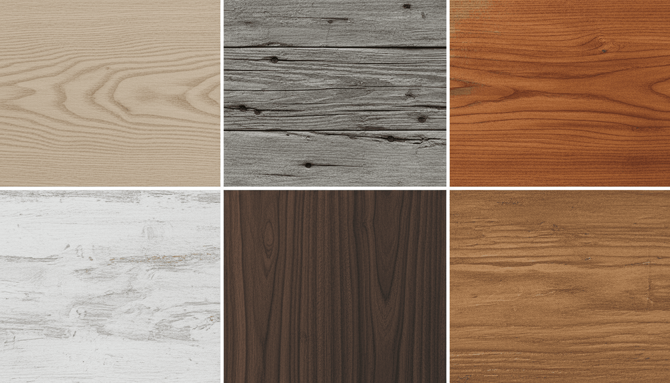 Laminate flooring samples with various finishes