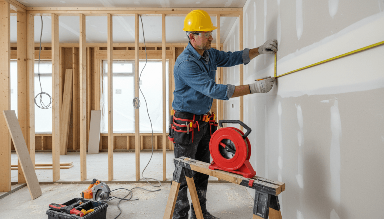 Construction professional working on renovation project in residential home