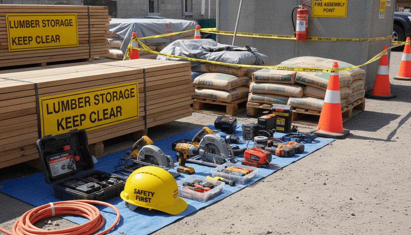 Well-organized construction tools and materials demonstrating professional project management