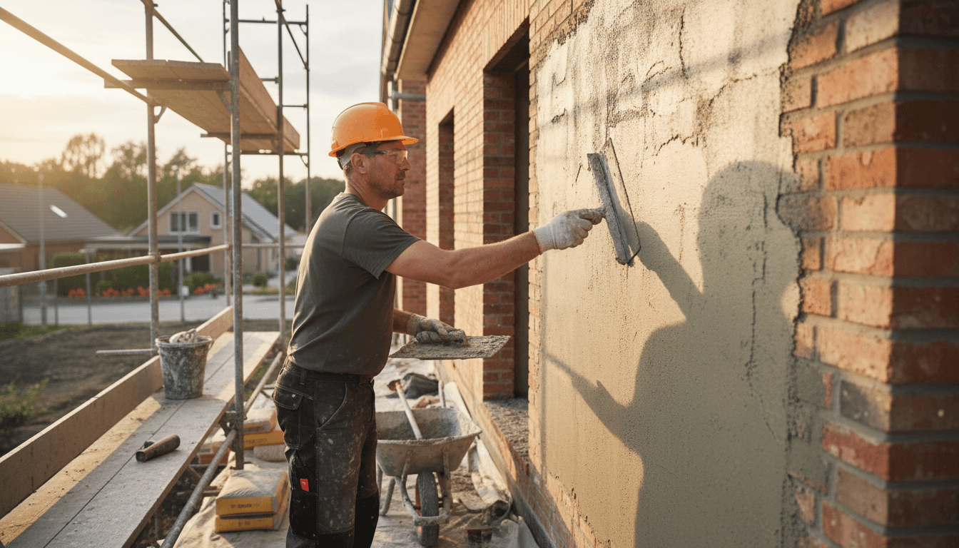 Sand and cement render application