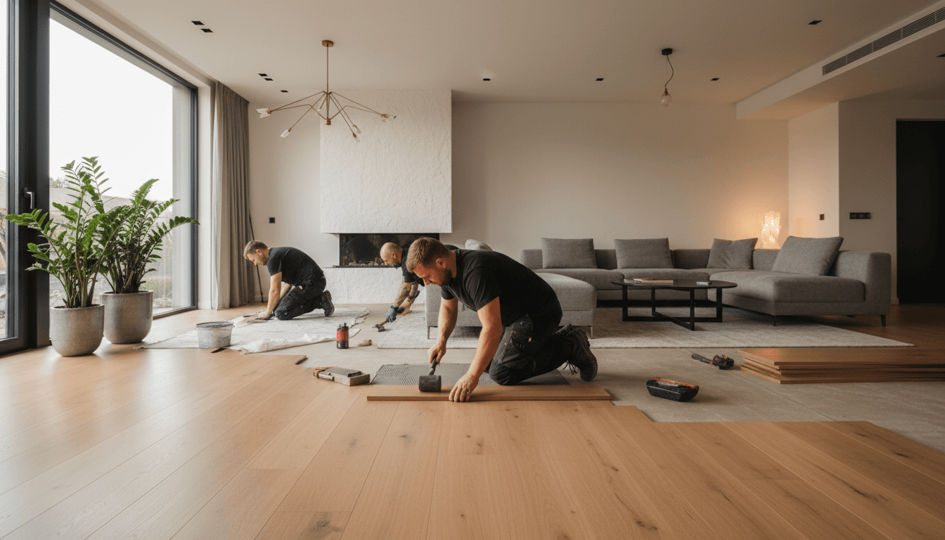 Professional flooring installation in modern home