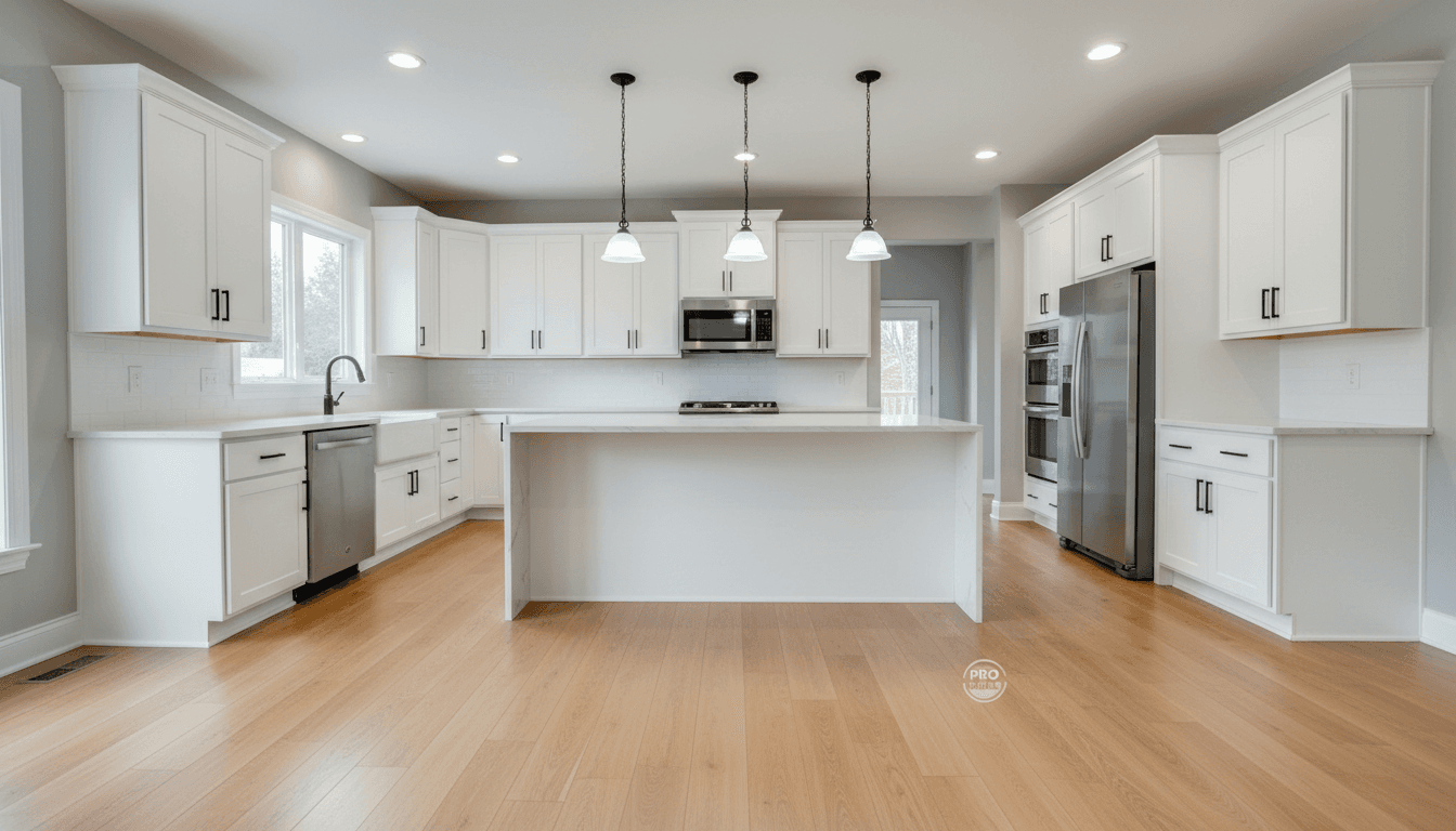 Vinyl flooring in a modern kitchen installation